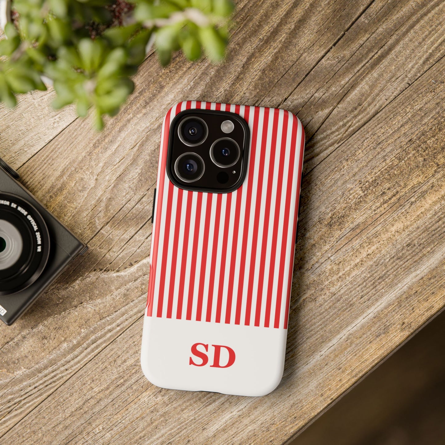 Custom Initial Stripe Tough Phone Case