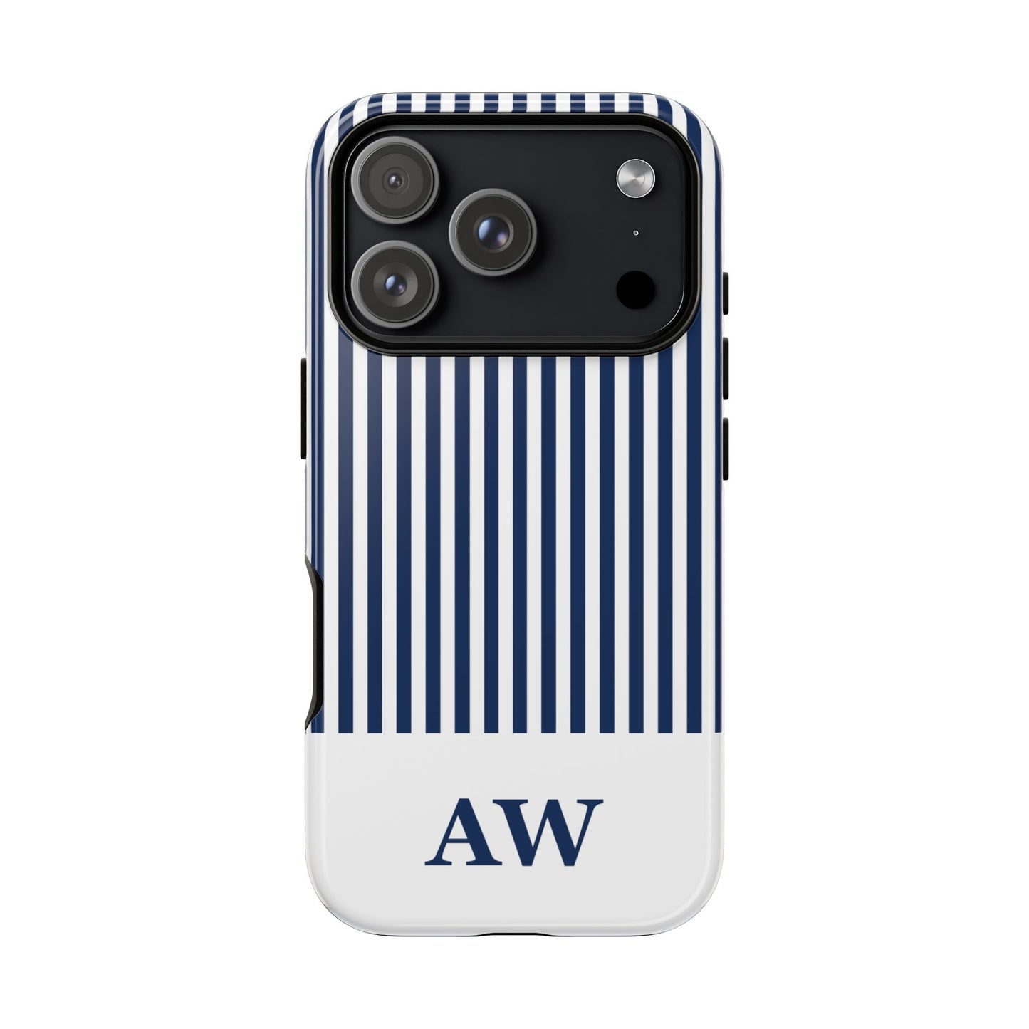 Custom Initial Stripe Tough Phone Case