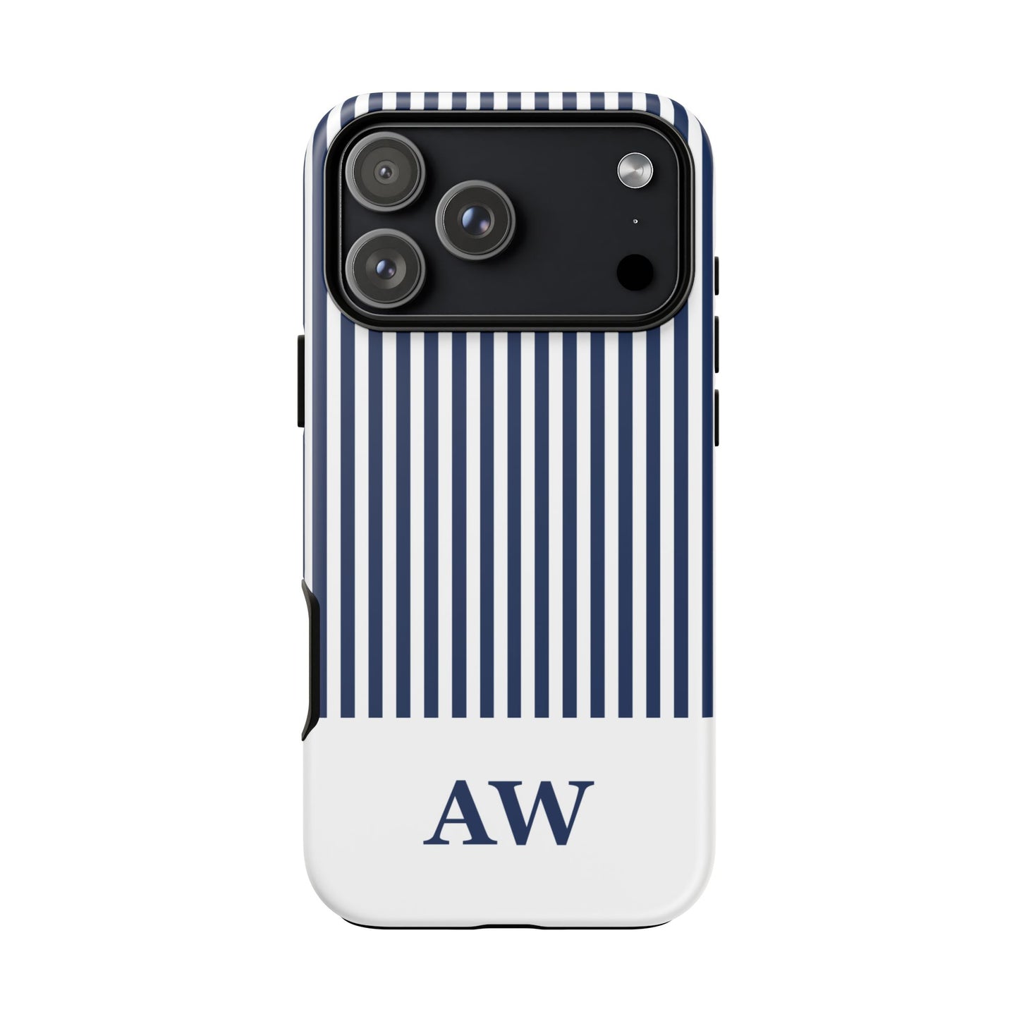 Custom Initial Stripe Tough Phone Case