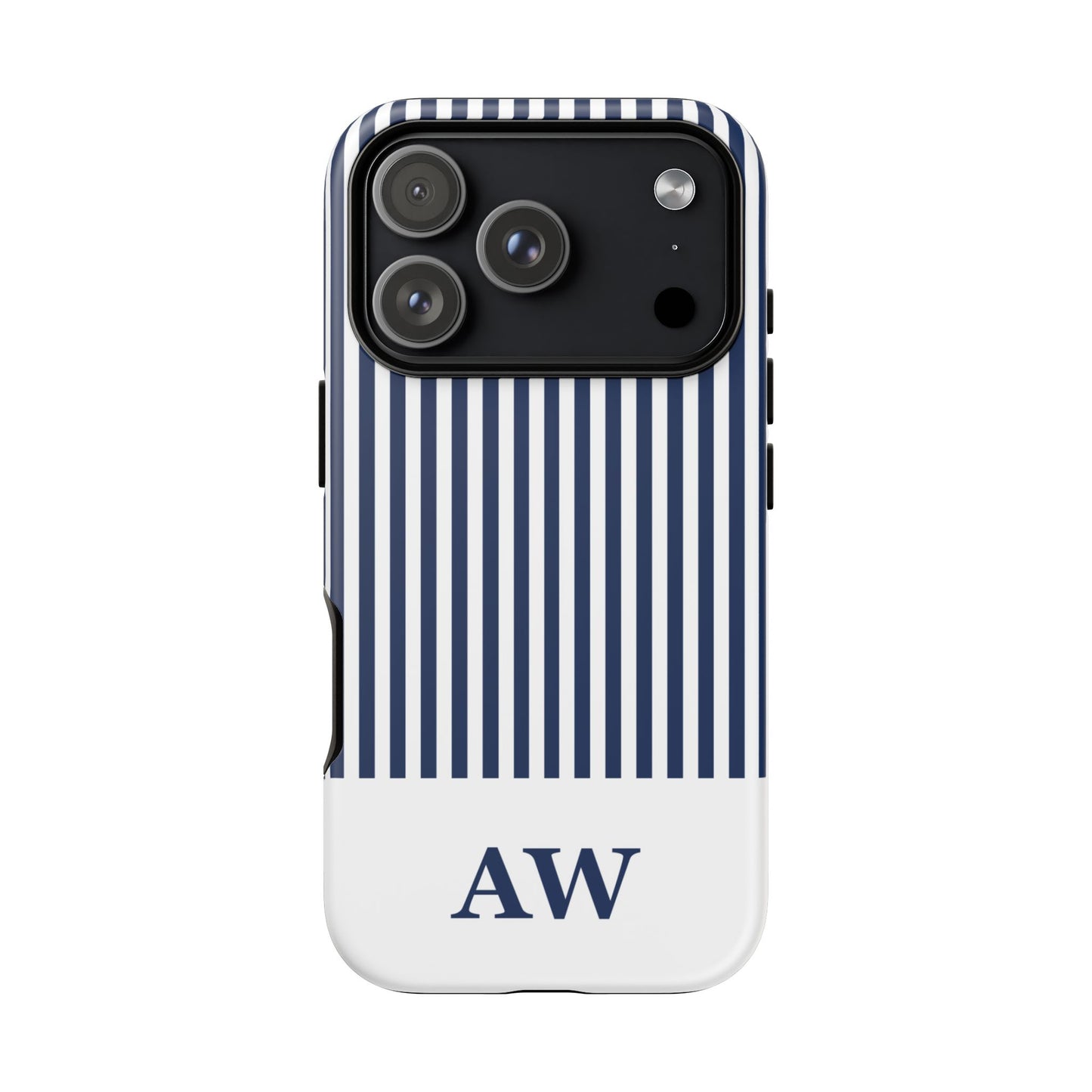 Custom Initial Stripe Tough Phone Case