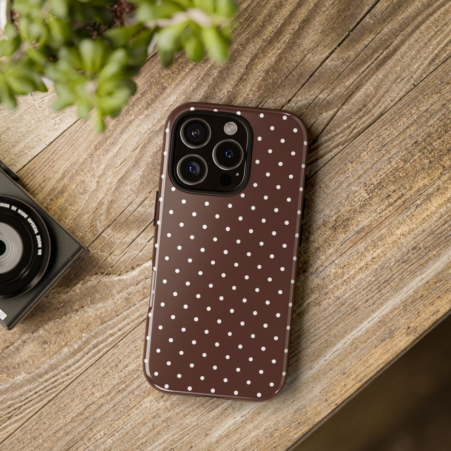 Polka Brown Tough Phone Case