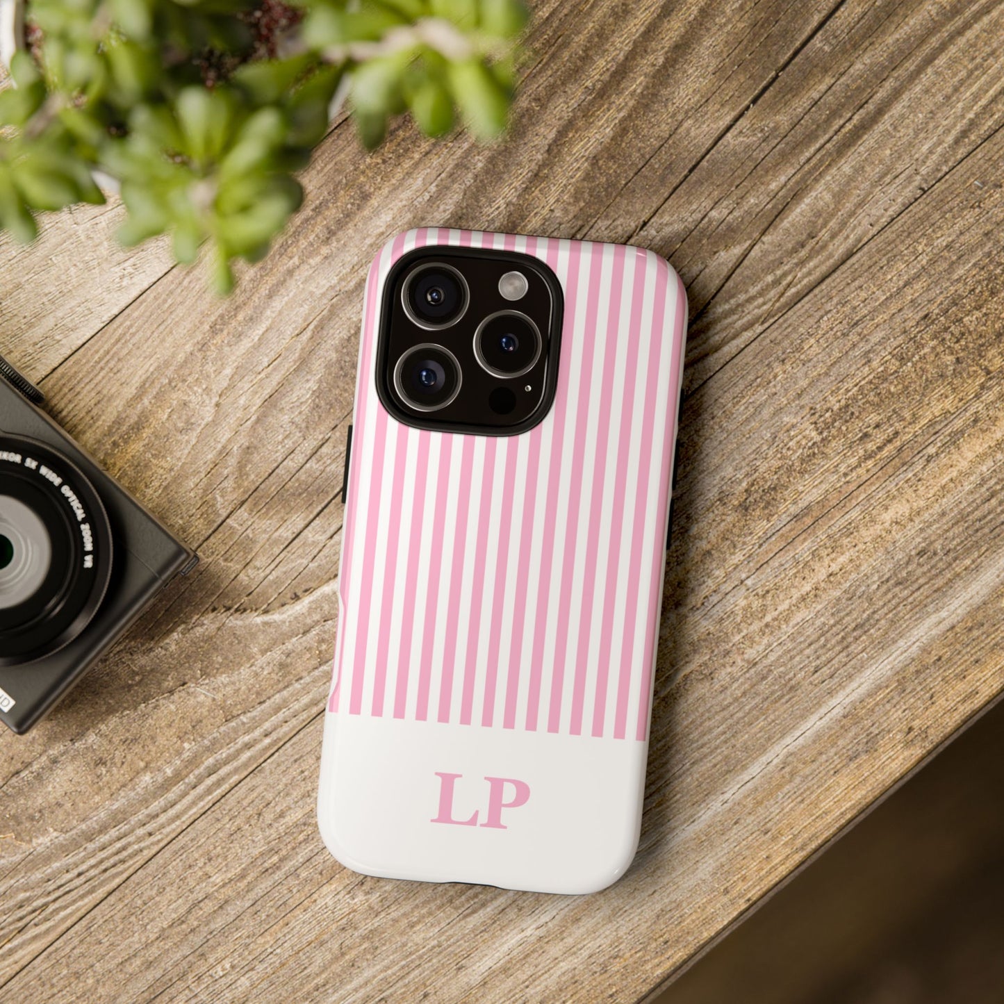 Custom Initial Stripe Tough Phone Case