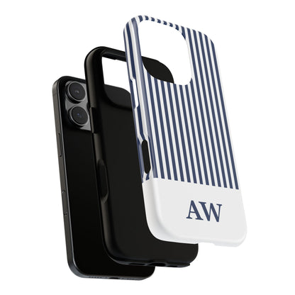 Custom Initial Stripe Tough Phone Case