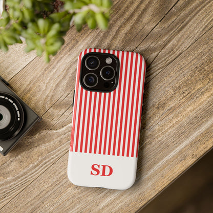 Custom Initial Stripe Tough Phone Case