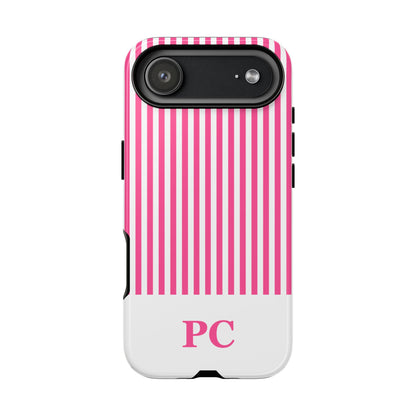 Custom Initial Stripe Tough Phone Case