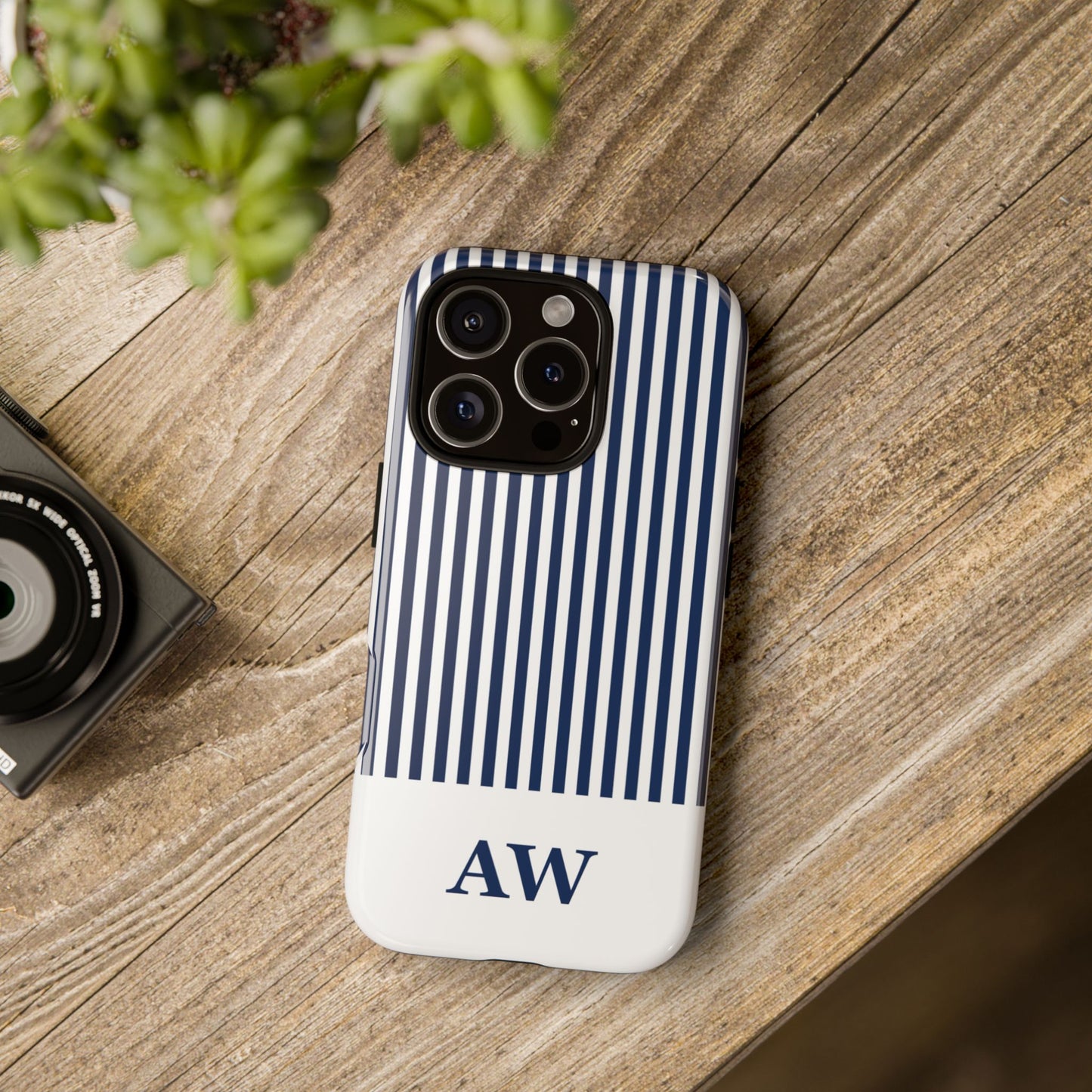 Custom Initial Stripe Tough Phone Case
