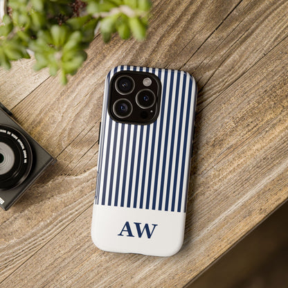 Custom Initial Stripe Tough Phone Case