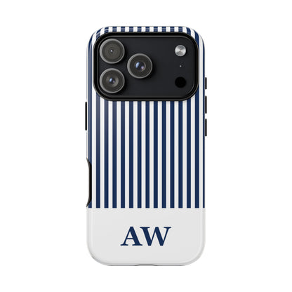 Custom Initial Stripe Tough Phone Case