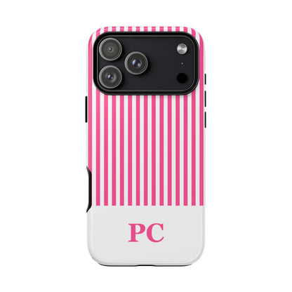 Custom Initial Stripe Tough Phone Case