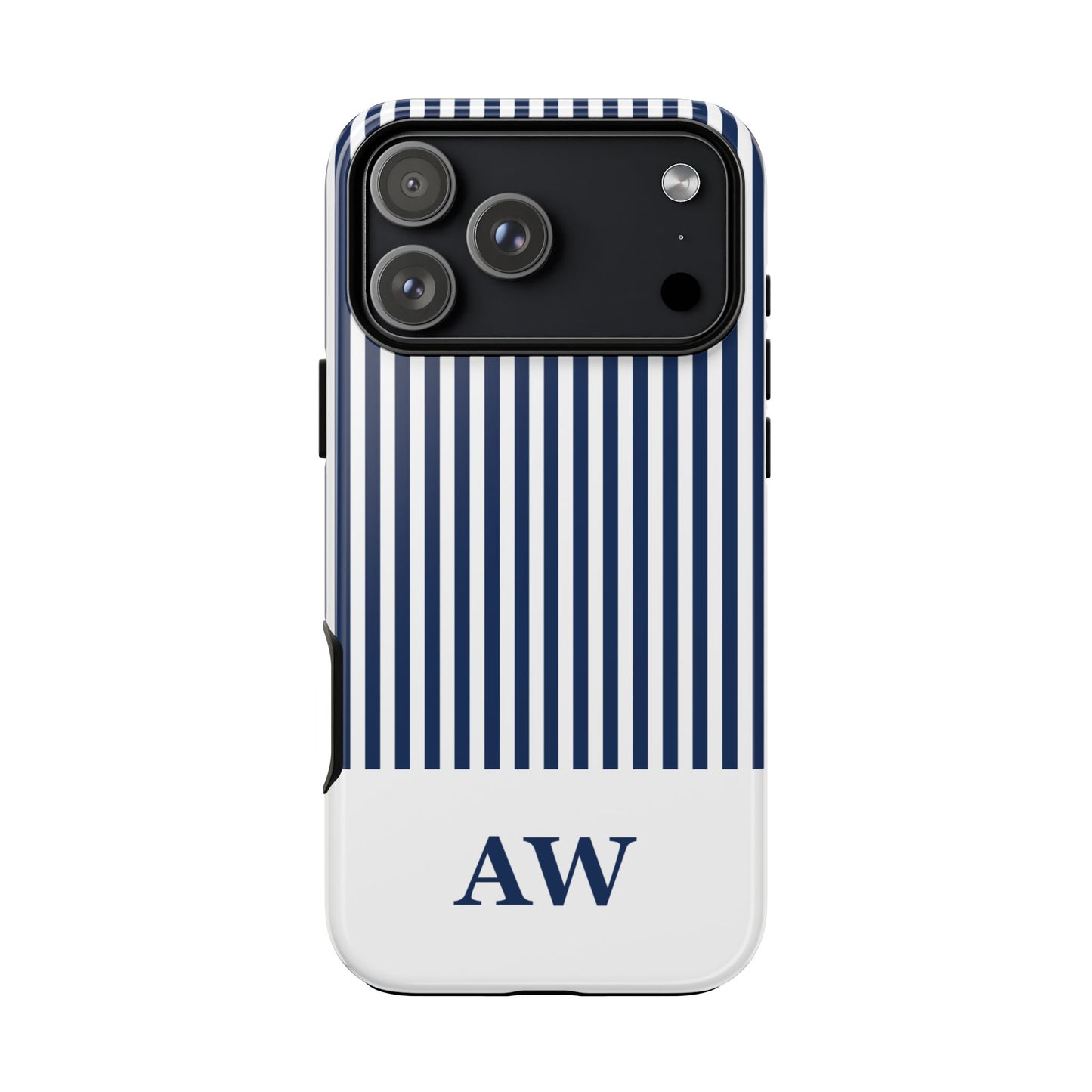 Custom Initial Stripe Tough Phone Case