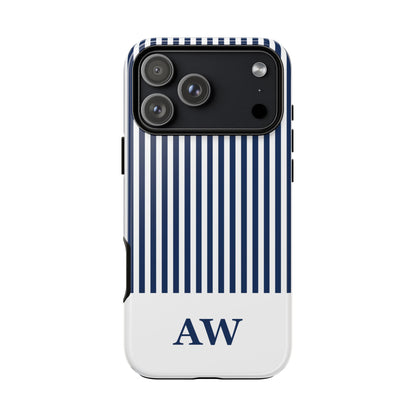 Custom Initial Stripe Tough Phone Case