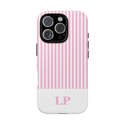 Custom Initial Stripe Tough Phone Case