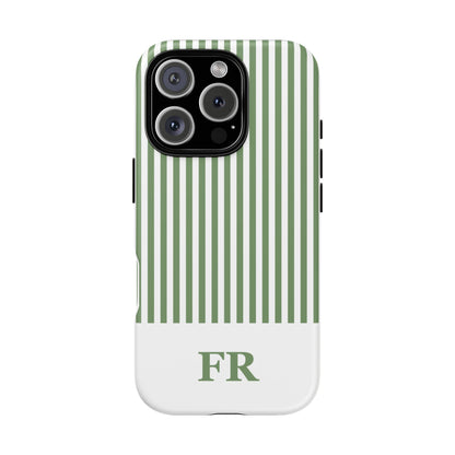 Custom Initial Stripe Tough Phone Case