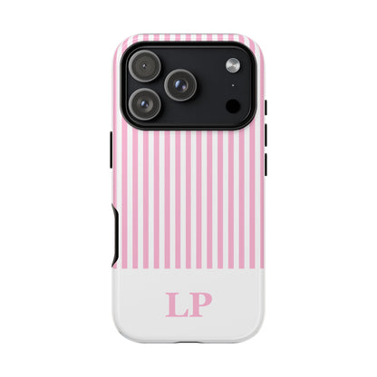 Custom Initial Stripe Tough Phone Case