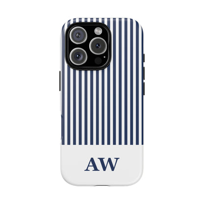 Custom Initial Stripe Tough Phone Case
