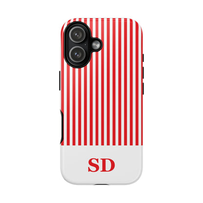 Custom Initial Stripe Tough Phone Case