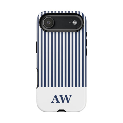 Custom Initial Stripe Tough Phone Case