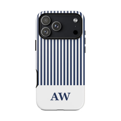 Custom Initial Stripe Tough Phone Case