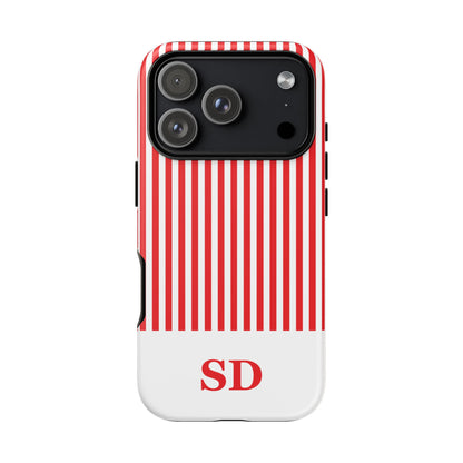 Custom Initial Stripe Tough Phone Case