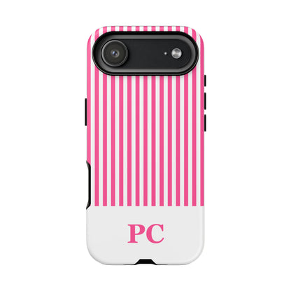 Custom Initial Stripe Tough Phone Case