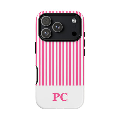 Custom Initial Stripe Tough Phone Case