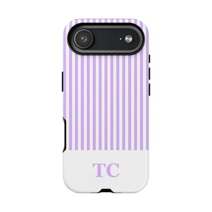 Custom Initial Stripe Tough Phone Case