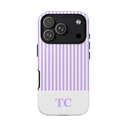 Custom Initial Stripe Tough Phone Case
