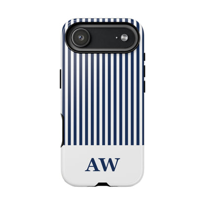 Custom Initial Stripe Tough Phone Case