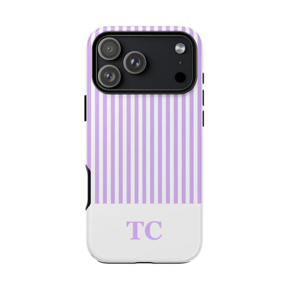 Custom Initial Stripe Tough Phone Case