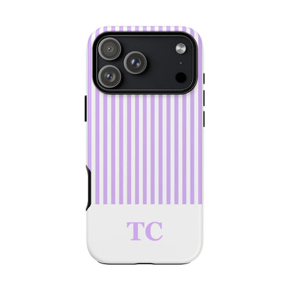 Custom Initial Stripe Tough Phone Case