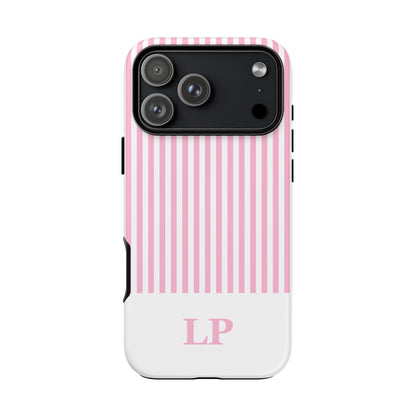 Custom Initial Stripe Tough Phone Case