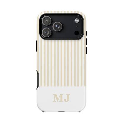 Custom Initial Stripe Tough Phone Case