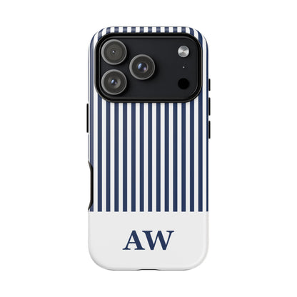 Custom Initial Stripe Tough Phone Case