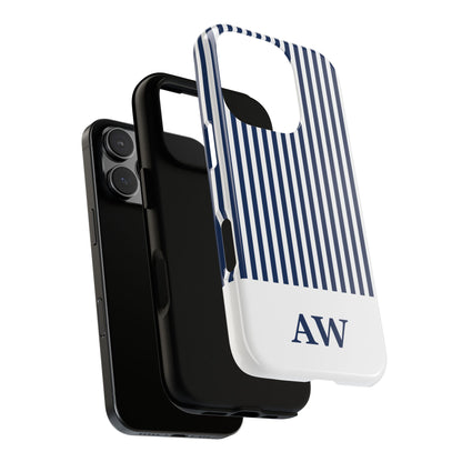 Custom Initial Stripe Tough Phone Case