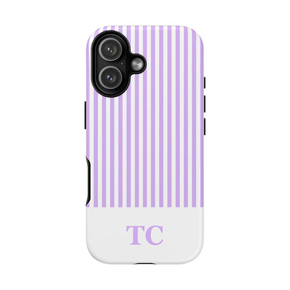 Custom Initial Stripe Tough Phone Case