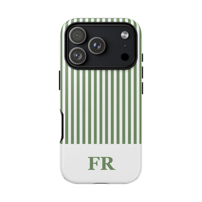 Custom Initial Stripe Tough Phone Case