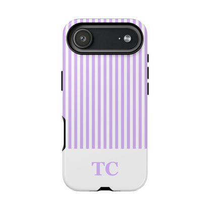 Custom Initial Stripe Tough Phone Case
