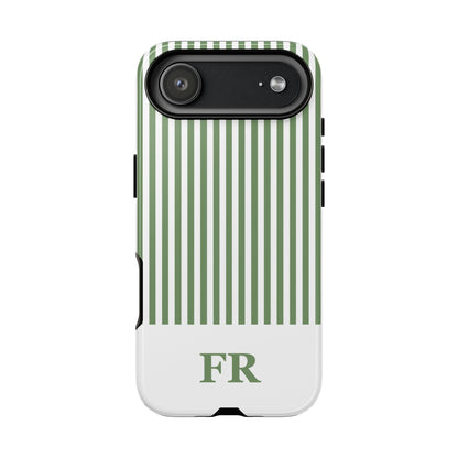 Custom Initial Stripe Tough Phone Case