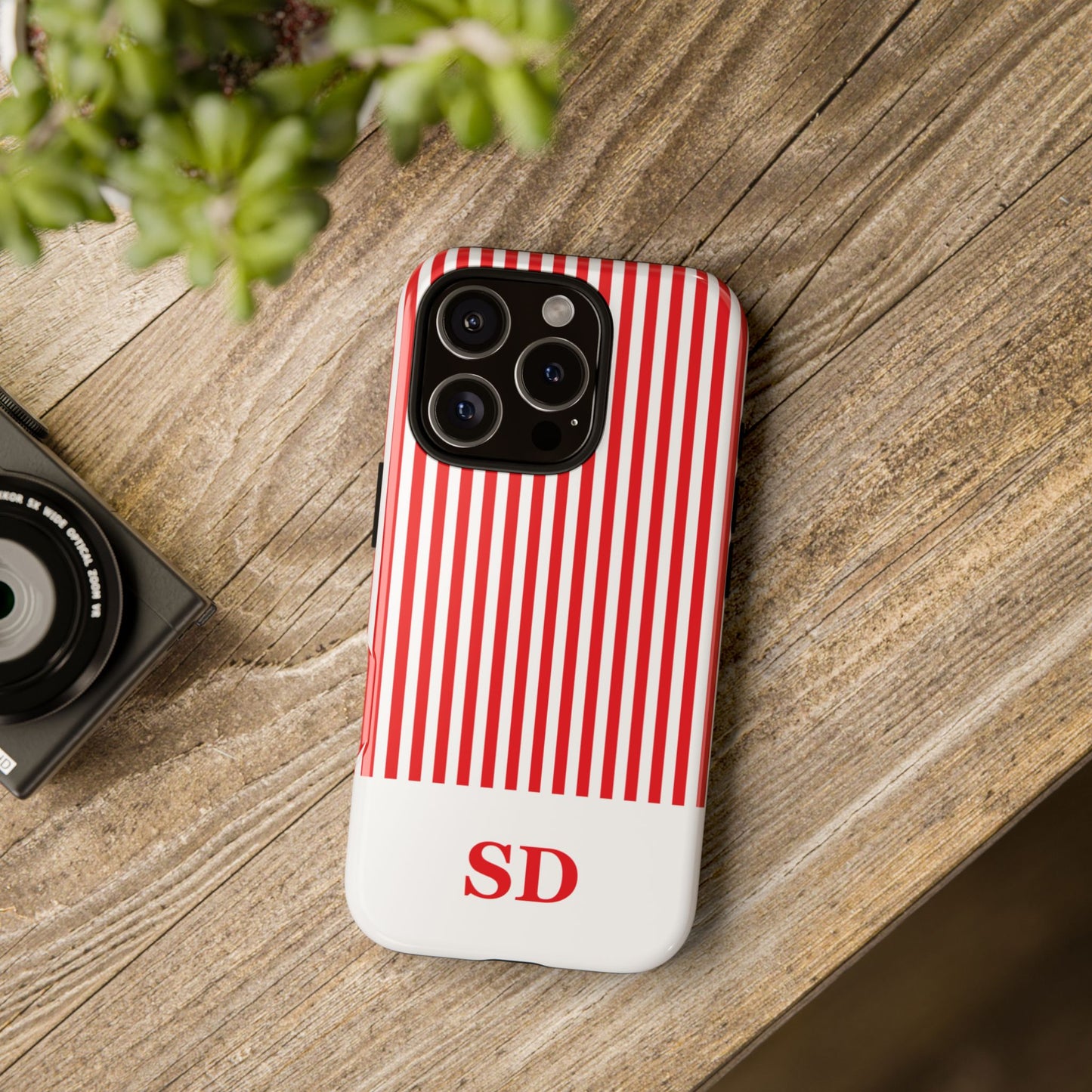 Custom Initial Stripe Tough Phone Case