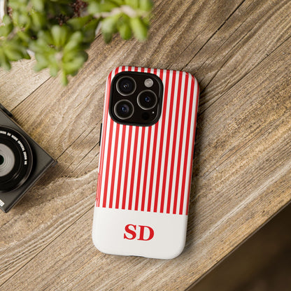 Custom Initial Stripe Tough Phone Case
