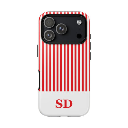 Custom Initial Stripe Tough Phone Case