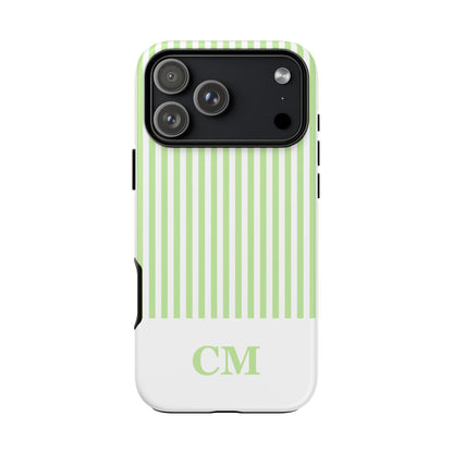 Custom Initial Stripe Tough Phone Case