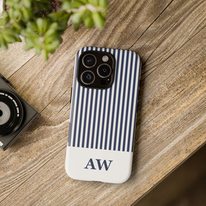 Custom Initial Stripe Tough Phone Case