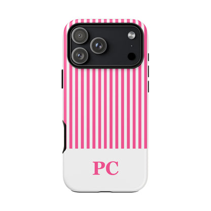 Custom Initial Stripe Tough Phone Case
