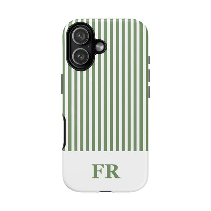 Custom Initial Stripe Tough Phone Case