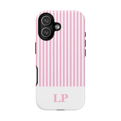 Custom Initial Stripe Tough Phone Case