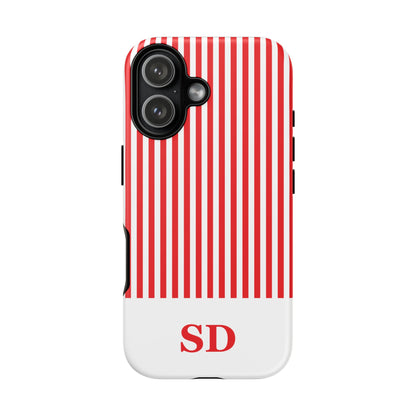 Custom Initial Stripe Tough Phone Case
