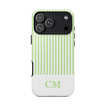 Custom Initial Stripe Tough Phone Case