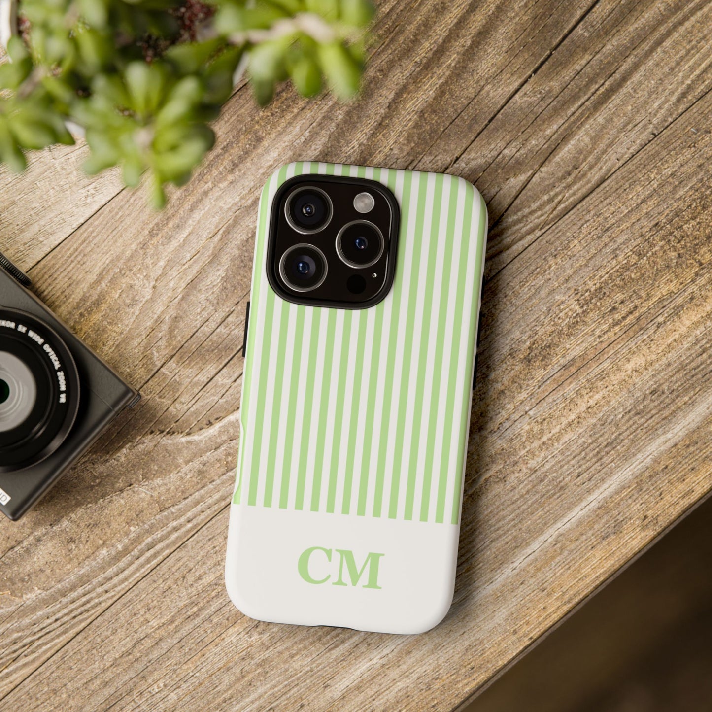 Custom Initial Stripe Tough Phone Case