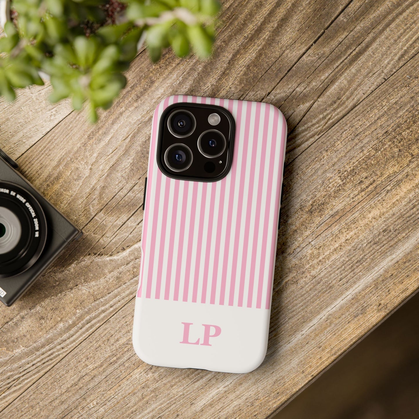 Custom Initial Stripe Tough Phone Case
